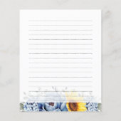 Papier Sunflower Dusty Blue Slate Fête des mariées Recett (Dos)