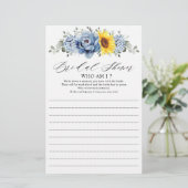 Papier Sunflower Dusty Blue Slate Peony Qui Suis-Je Jeu (Debout devant)