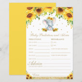 Papier Sunflower Elephant Baby Prédictions et conseils (Devant / Derrière)