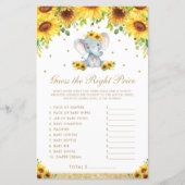 Papier Sunflower Elephant Devinez juste Prix jeu de douch (Devant)