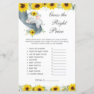 Papier Sunflower Elephant Douche Devinez le bon prix