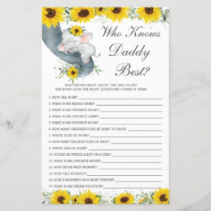 Papier Sunflower Elephant Shower Qui Connaît Papa Meilleu