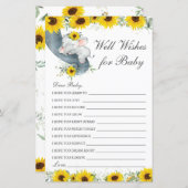 Papier Sunflower Elephant Wives for Baby Message (Devant / Derrière)