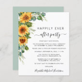 Papier Sunflower Eucalyptus Aquarelle Réception de mariag (Devant / Derrière)