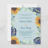 Papier Sunflower Eucalyptus Blue Floral Wedding Invitatio (Devant)