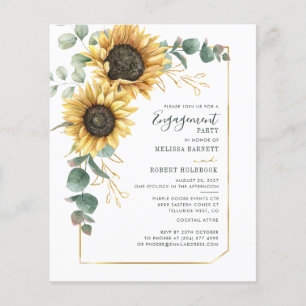 Papier Sunflower Eucalyptus Fiançailles photo Invitation