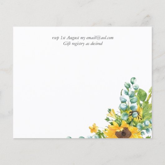 Papier Sunflower Eucalyptus Floral Leaf Mariage Invite (Dos)