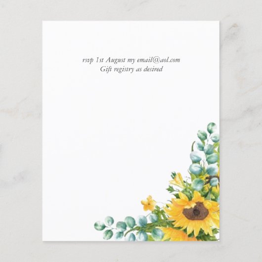 Papier Sunflower Eucalyptus Floral Leaf Mariage Invite (Dos)