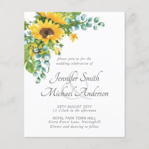Papier Sunflower Eucalyptus Floral Leaf Mariage Invite