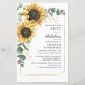 Papier Sunflower Eucalyptus Invitation 50e anniversaire (Devant)