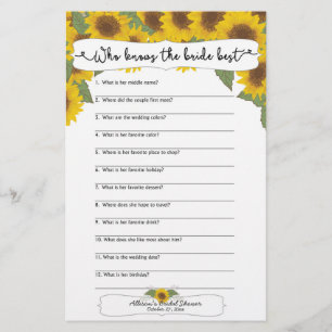 Papier Sunflower Fall Fête des mariées Games, 3632