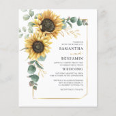 Papier Sunflower Floral Faire-part de mariage de verdure (Devant)