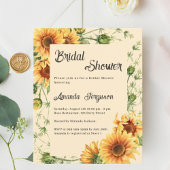 Papier Sunflower florals Invitation de la douche nuptiale