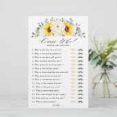 Papier Sunflower Ivory Peony Fête des mariées Devinez Qui (Debout devant)