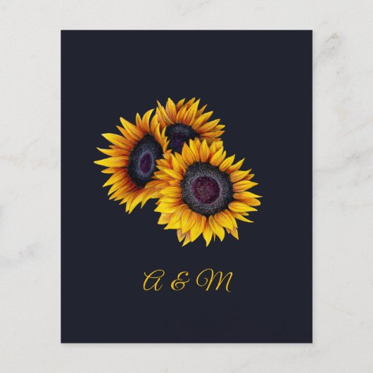 Papier Sunflower marine or faire-part de mariage moderne (Dos)