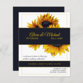 Papier Sunflower marine or faire-part de mariage moderne (Devant / Derrière)
