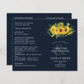 Papier Sunflower Navy Blue Wedding Program ou autre événe (Devant / Derrière)