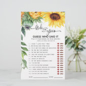Papier Sunflower Qui a dit Fête des mariées Jeux (Debout devant)