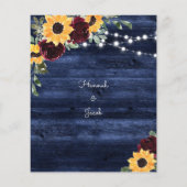 Papier Sunflower Red Roses Marine Budget Faire-part de ma (Dos)