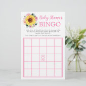 Papier Sunflower rose Baby shower Floral Jeu de Bingo (Debout devant)