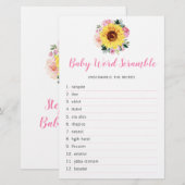 Papier Sunflower rose Baby shower Floral Jeu de mots (Devant / Derrière)