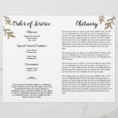 Papier Sunflower Simple Photo Funéraire Budget du program (Dos)