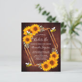 Papier Sunflowers abeilles en bois brun Douche nuptiale (Debout devant)