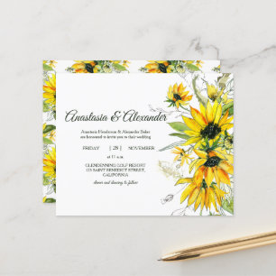 Papier Sunflowers Budget Invitation à la cérémonie mariag