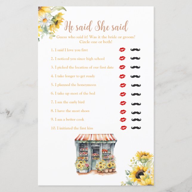 Papier Sunflowers Elle est hors du marché, il dit qu'elle (Devant)