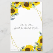 Papier Sunflowers Green Gold Faire-part de mariage géogra (Dos)