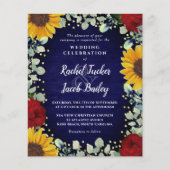 Papier Sunflowers Rose Gold Dots Faire-part de mariage bl (Devant)