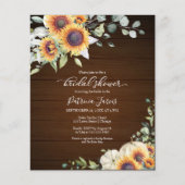 Papier Sunflowers Rustic Budget Douche nuptiale Invitatio (Devant)