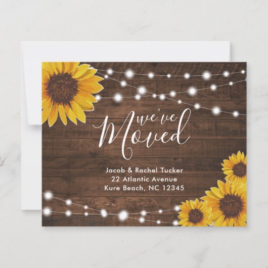 Papier Sunflowers Rustic Photo Moving Faire-part Card (Devant)