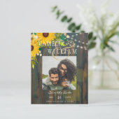 Papier Sunflowers Rustic Wood PHOTO Mariage Enregistrer l (Debout devant)