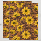 Papier Sunroot, tournesol sauvage en jaune et marron (Devant / Derrière)