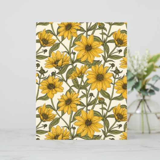 Papier Sunroot, tournesol sauvage sur blanc (Debout devant)