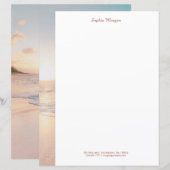 Papier Sunset Beach avec des vagues douces, Nom/Infos, Vs (Devant / Derrière)