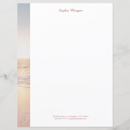 Papier Sunset Beach avec des vagues douces, Nom/Infos, Vs (Devant)