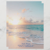 Papier Sunset Beach, Nom/Coordonnées en bleu (Devant / Derrière)