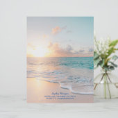 Papier Sunset Beach, Nom/Coordonnées en bleu (Debout devant)