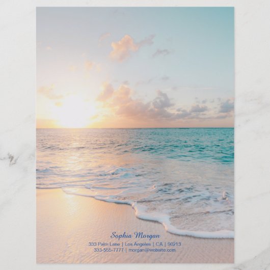 Papier Sunset Beach, Nom/Coordonnées en bleu (Devant)