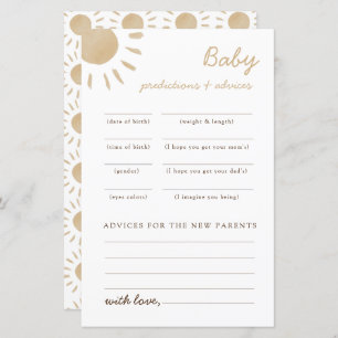 Papier Sunshine baby shower conseils et prédictions jeu