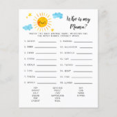 Papier Sunshine Qui Est Mon Baby shower Mama Jeu (Devant)