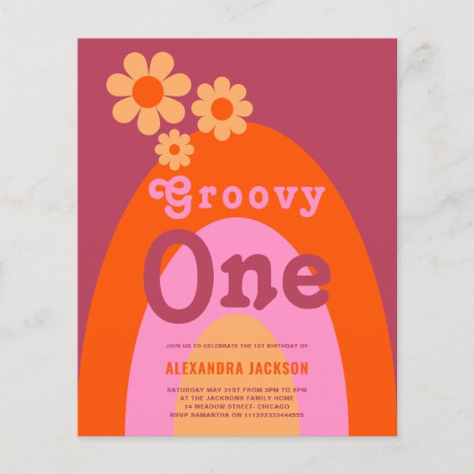 Papier Super One Retro Daisy Arch 1er anniversaire (Devant)