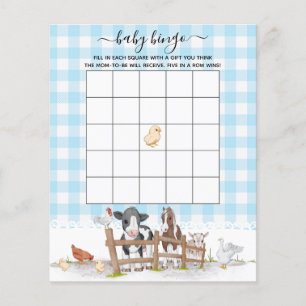 Papier Sur La Ferme Animaux Baby shower Jeu De Bingo