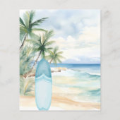 Papier Surf plage surf de plage invitation anniversaire (Dos)