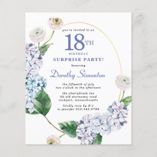 Papier Surprise Party Budget 18e anniversaire Invitation