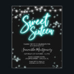 Papier Sweet 16 Anniversaire Turquoise Neon Glow Budget I<br><div class="desc">Célébrez votre journée spéciale avec style grâce à nos 16 modèles Sweet! Notre design d'inspiration néon est sûr de faire une déclaration avec ses tons rose et noir. C'est la façon parfaite de faire savoir à tout le monde que vous avez 16 ans !</div>