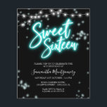 Papier Sweet 16 Anniversaire Turquoise Neon Glow Budget I<br><div class="desc">Célébrez votre journée spéciale avec style grâce à nos 16 modèles Sweet! Notre design d'inspiration néon est sûr de faire une déclaration avec ses tons rose et noir. C'est la façon parfaite de faire savoir à tout le monde que vous avez 16 ans !</div>