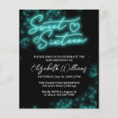 Papier Sweet 16 Anniversaire Turquoise Neon Glow Budget I (Devant)